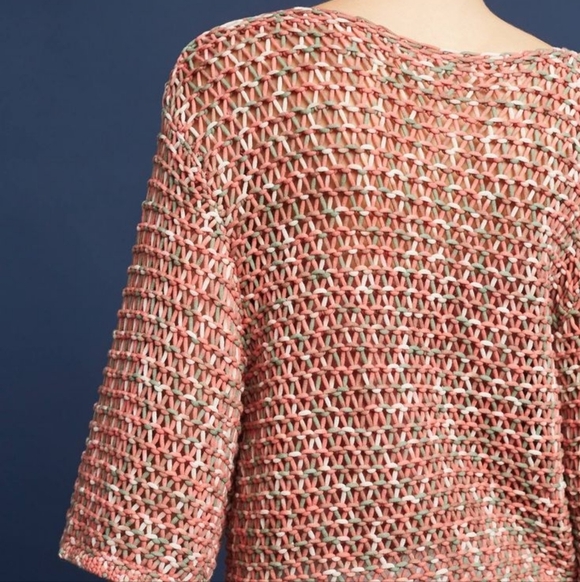 Anthropologie Moth Salina Open Knit Crochet Top Medium Beachy Bohemian - Picture 2 of 12